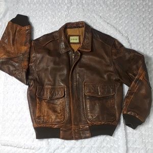Men's Leather Bomber Motorcycle Jacket. Size 42